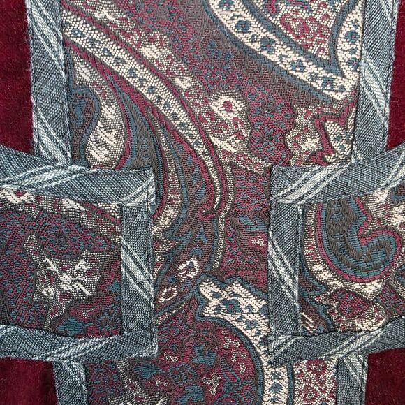 Koos Of Course Womens 1X Velvet Top Tunic Burgundy Black Cactus Gothic Button - Picture 4 of 8